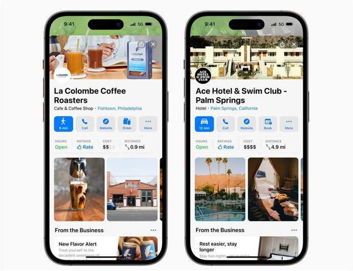 Información de un negocio en Apple Maps