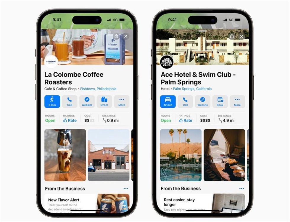 Información de un negocio en Apple Maps