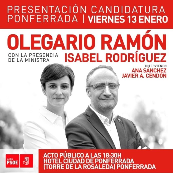 Cartel elaborado por el PSOE para la presentación de la candidatura de Olegario Ramón