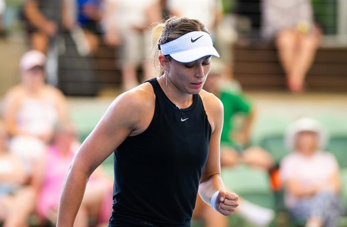 Paula Badosa of Spain in action during the second round of the 2023 Adelaide International 2 WTA 500 tennis tournament