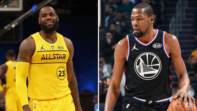 Archivo - LeBron James y Kevin Durant, capitanes de los equipos del All Star 2022