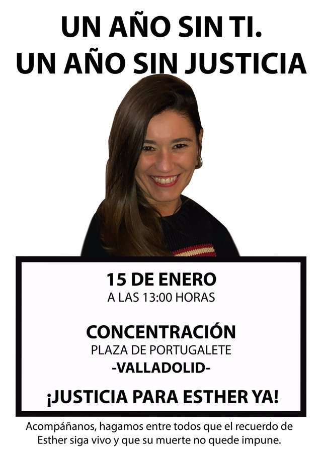 Personas durante la concentración de este domingo en recuerdo a Esther López en Traspinedo (Valladolid)
