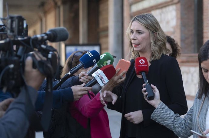 Archivo - La portavoz del Grupo Municipal Socialista en el Ayuntamiento de Madrid, Mar Espinar, ofrece declaraciones a los medios de comunicación en una imagen de archivo