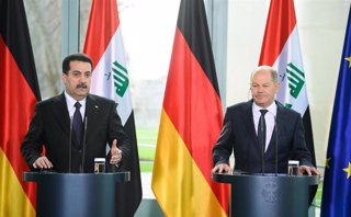 El primer ministro de Irak, Mohamed Shia al Sudani, y el canciller de Alemania, Olaf Scholz, comparecen en Berlín