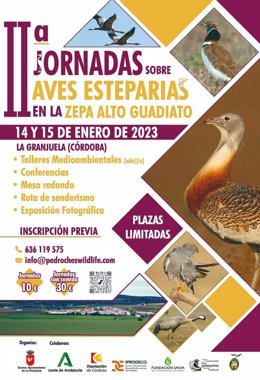 Cartel de las II Jornadas sobre Aves Esteparias en la ZEPA Alto Guadiato.