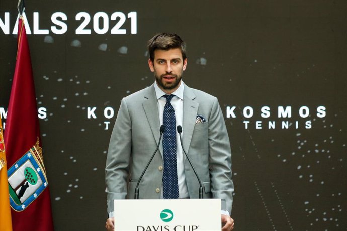 Archivo - Gerard Pique, President of Kosmos, attends during the presentation of the Davis Cup 2021 celebrated at Real Casa de Correos on May 27, 2021 in Madrid, Spain.