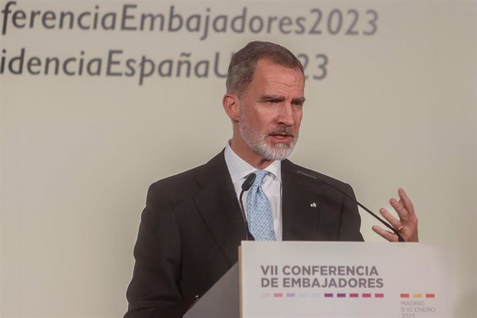 El Rey Felipe VI el pasado 10 de enero durante la clausura la VII Conferencia de Embajadores.