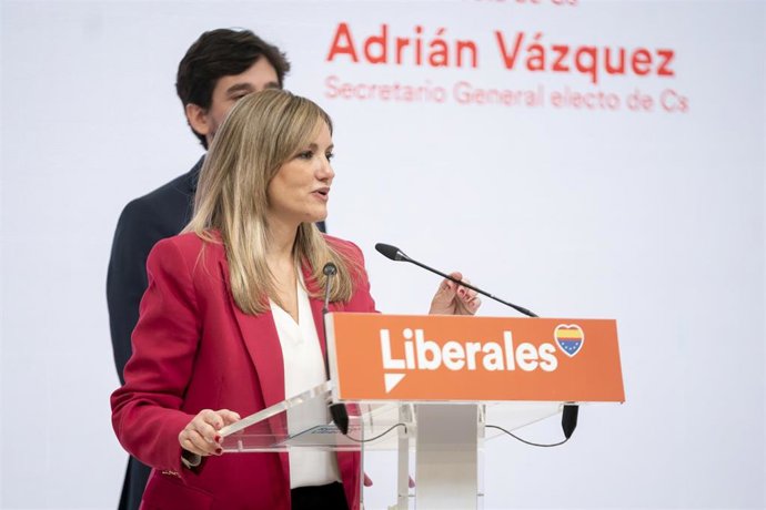 La nueva portavoz política de Ciudadanos, Patricia Guasp, ofrece una rueda de prensa de la candidatura ganadora de las primarias, en la sede nacional de Cs, a 13 de enero de 2023, en Madrid (España).