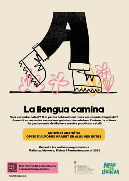 Cartel de 'La llengua camina', excursiones para practicar catalán.