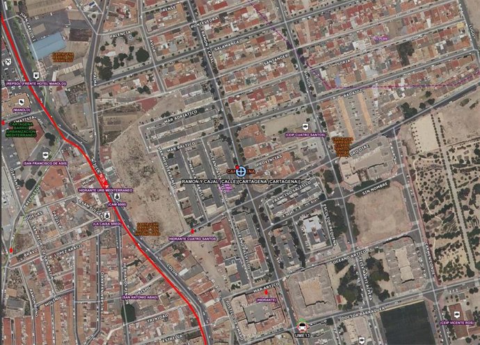 Lugar, sobre el plano, en el que se ha producido el accidente