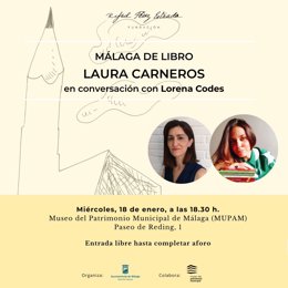 Cartel del ciclo 'Málaga de libro' con Laura Carneros
