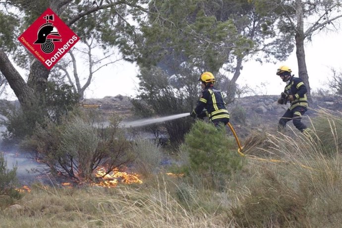 Incendio forestal en Aigües (Alicante)