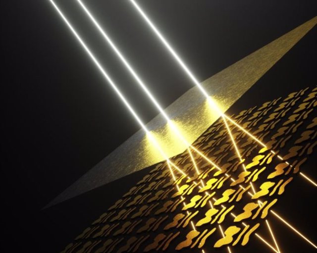 Un nanopatrón de silicio a medida acoplado a un espejo de oro semitransparente puede resolver una compleja ecuación matemática con luz
