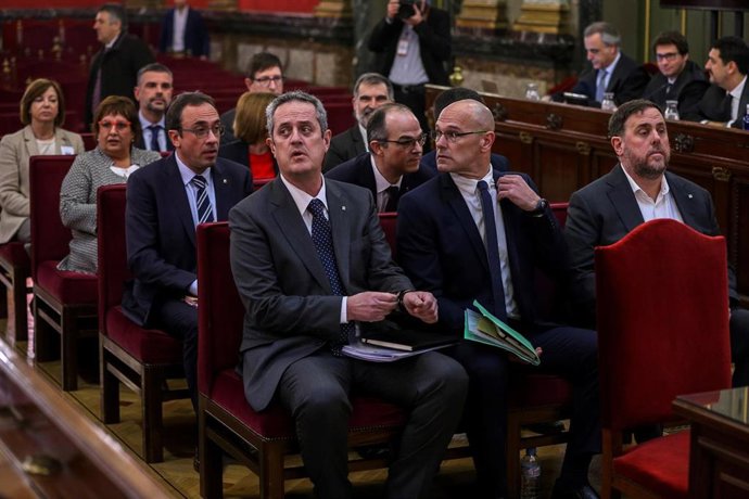 Archivo - Los líderes independentistas condenados por el Supremo durante la primera jornada del juicio del 'procés'.