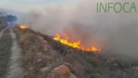 Unos 40 efectivos continúan luchando por la noche contra el incendio forestal de Lubrín (Almería)