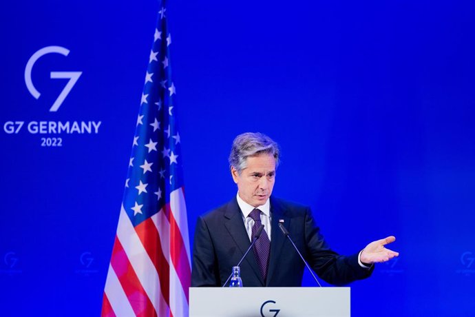 Archivo - FILED - 04 November 2022, North Rhine-Westphalia, Muenster: Antony Blinken, US Secretary of State, speaks during his closing press conference at the G7 Foreign Ministers' Meeting as part of the German G7 Executive Committee. Photo: Rolf Vennen