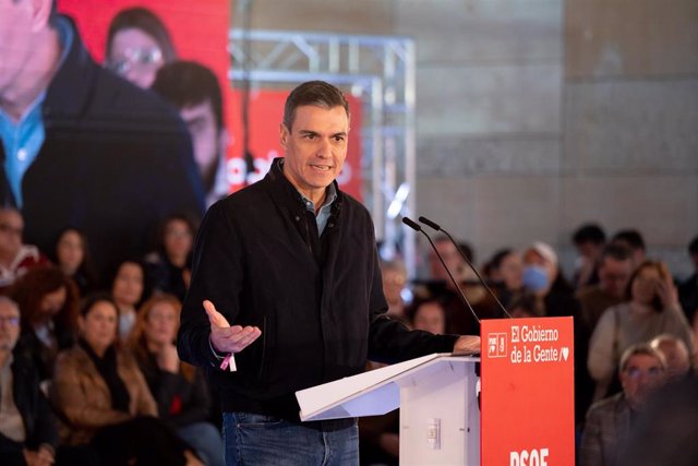 El presidente de gobierno de España Pedro Sánchez  en el mitin celebrado en Sevilla, a 14 de enero de 2023, en Sevilla (Andalucía, España). 