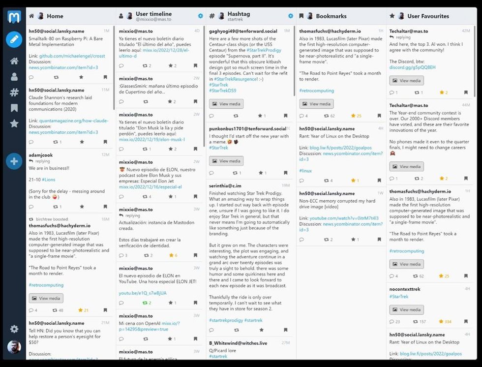 Versión beta de la aplicación MastoDeck.