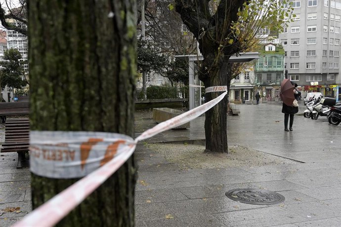 Zona acordonada por el paso de la borrasca Gérard