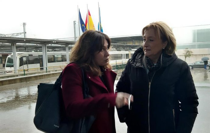 La delegada del Gobierno en Asturias, Delia Losa, y la viconsejera de Justicia del Principado de Asturias, Encarnación Vicente Suárez,  antes de visitar el Juzgado de la Violencia sobre la Mujer, en el Palacio de Justicia de Gijón
