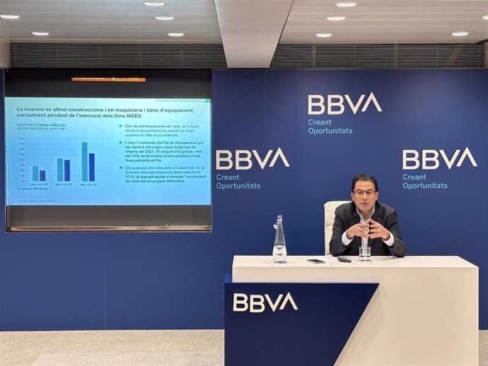 El economista jefe de España para el BBVA Research, Miguel Cardoso, en la presentación del informe 'Situació Catalunya. Segon semestre 2022' de este martes