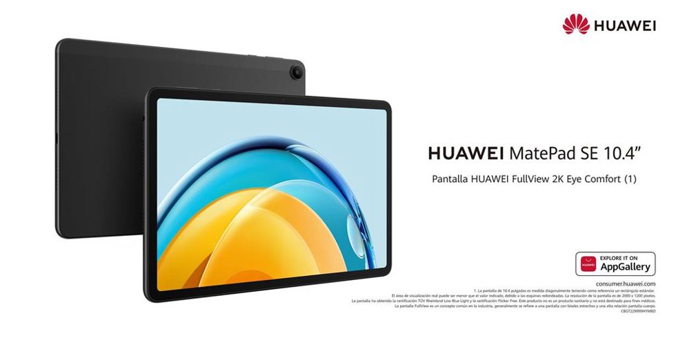 Huawei lanza en España la tableta HUAWEI MatePad SE de 10,47 pulgadas.