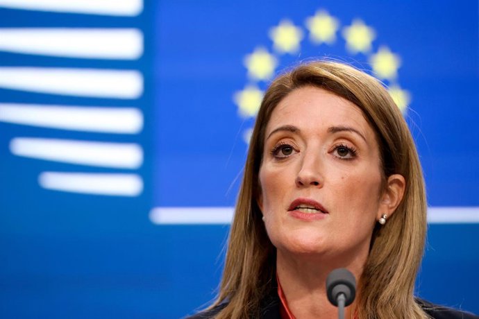Archivo - La presidenta del Parlamento Europeo, Roberta Metsola