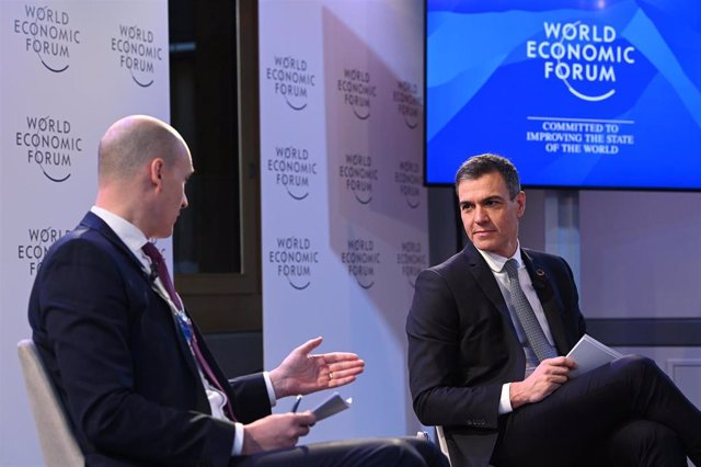 El presidente del Gobierno, Pedro Sánchez, participa en el Foro de Davos este martes.