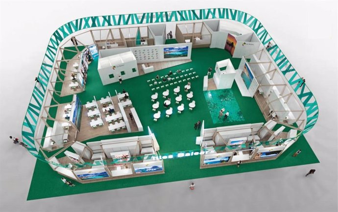 Imagen virtual del stand de Baleares en Fitur 2023