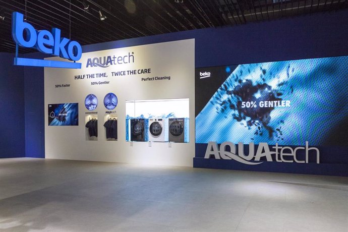 Archivo - El stand de lavadoras Aquatech de la empresa de electrodomésticos turca, Beko, en la feria de tecnología IFA Berlin 2019.