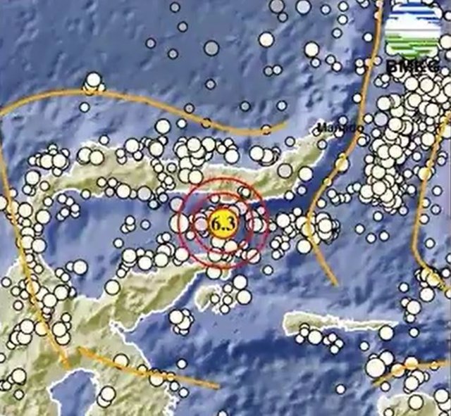 El servicio geológico de Indonesia (BMKG) detecta un terremoto de magnitud 6,3