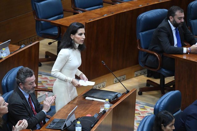 Archivo - La portavoz de Vox en la Asamblea de Madrid, Rocío Monasterio, interviene en una sesión plenaria, en la Asamblea de Madrid, a 15 de diciembre de 2022, en Madrid (España). La Asamblea de Madrid aprueba hoy la Ley de Servicios Sociales de la Comun