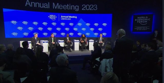Intervención del presidente de Telefónica, José María Álvarez-Pallete, durante la reunión anual del Foro Económico Mundial que se celebra en Davos (Suiza) esta semana