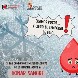 Gráfico difundido por @donasangreCYL para pedir donaciones de sangre tras la cancelación de algunas campañas por la meteorología