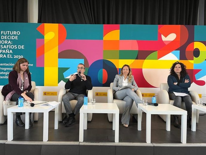 El vicepresidente del Govern balear, Juan Pedro Yllanes, en una mesa redonda en la presentación del Informe de Progreso 2022 de la Estrategia de Desarrollo Sostenible 2030 en Madrid.