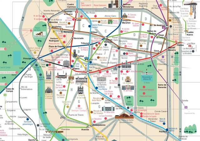 Plano turístico de Metro de Madrid
