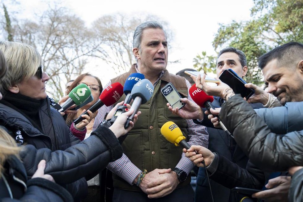 El vicepresidente de Vox, Javier Ortega, durante su visita a Castelló
