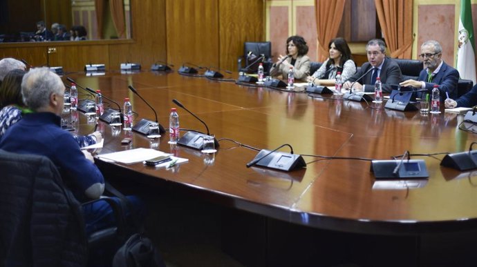 Reunión del secretario general del PSOE-A, Juan Espadas, con sindicatos del sector sanitario.