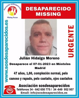 Buscan desde el día 7 a un hombre de 47 años desaparecido en Móstoles