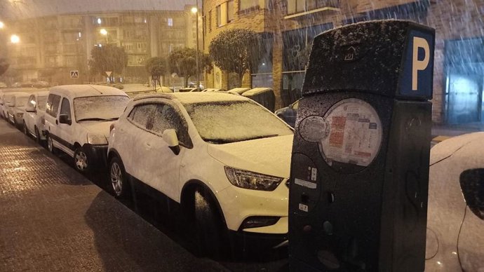 La nieve ha caído esta pasada noche en Pamplona.
