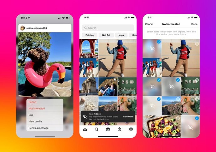 Nuevas opciones para la gestión de las recomendaciones en Instagram