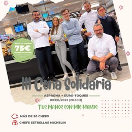 Asprona y Euro-Toques retoman su 'Cena Solidaria' con chefs Estrella Michelin Después de dos años.