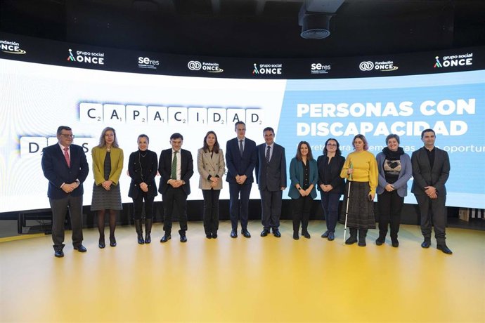 Celebración de la jornada 'Discapacidad: un reto para las empresas, unam oportunidad', organizada por el Grupo Social ONCE y la Fundación SERES,  en la sede de Por Talento Digital en Madrid