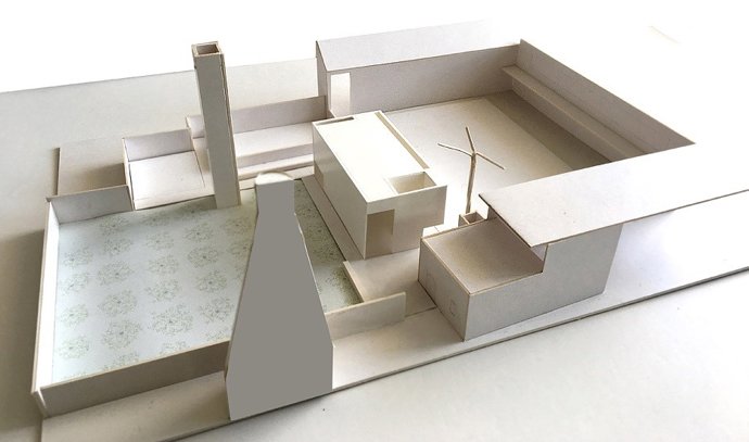 Maqueta de la intervención que se quiere ejecutar en el Claustro de Legos, en el Monasterio de Santa María de las Cuevas de Sevilla.