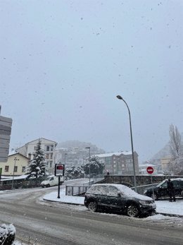 Nieve en Boltaña (Huesca).