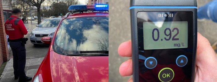 Imagen de una prueba de alcoholemia realizada en Pamplona