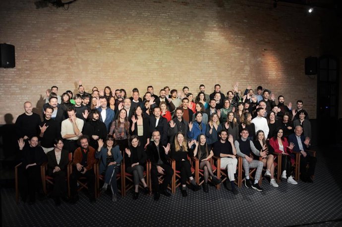 Foto de familia de los nominados de los XV Premis Gaudí, en la Antigua Fábrica Damm, a 11 de enero de 2023, en Barcelona, Catalunya (España). El domingo 22 de enero de 2023 se conocen los ganadores de los XV Premis Gaudí en 25 categorías en una edición 