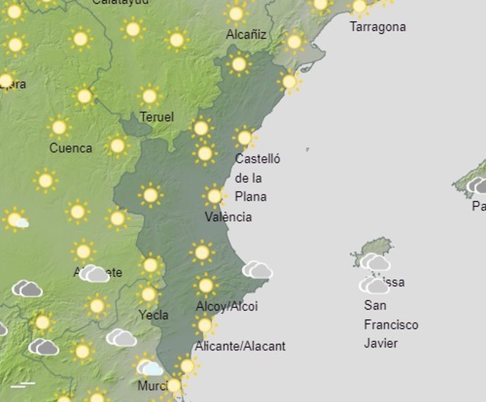 Predicción meteorológica para el sábado 21 de enero