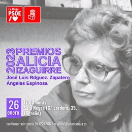 Rodríguez Zapatero y Ángeles Espinosa recibirán en Logroño el Premio  Alicia Izaguirre del PSOE La Rioja