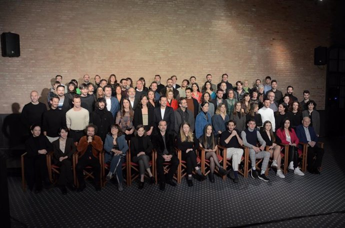 Foto de familia de los nominados de los XV Premis Gaudí, en la Antigua Fábrica Damm, a 11 de enero de 2023, en Barcelona